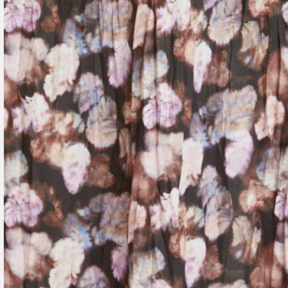 Vince Esme V-Neck Long Sleeve Micro Painted Floral Twist Drape Midi Dress Sz 14 - Picture 8 of 12